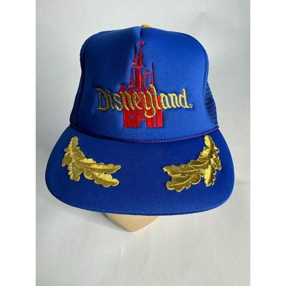 Disneyland Vintage Blue & Gold Trucker Hat With Adjustable Snapback - Picture 7 of 16
